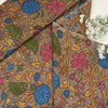 Assam Kalamkari Jaal Hand Printed Fabric In Light Grey