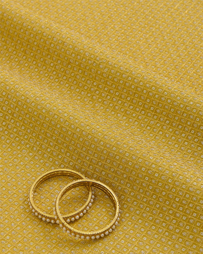 Mustard Art Organza Tissue Kasab Checks with Sequin Embroidery | Vandana Fabrics