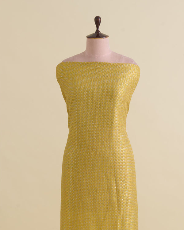 Mustard Art Organza Tissue Kasab Checks with Sequin Embroidery | Vandana Fabrics