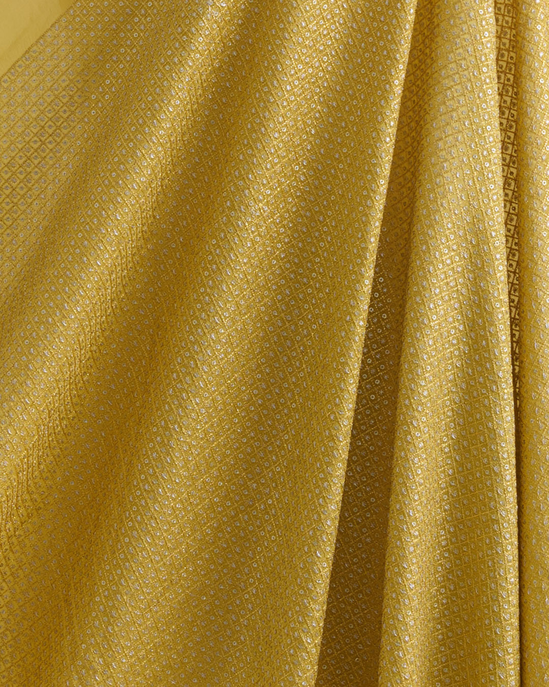 Mustard Art Organza Tissue Kasab Checks with Sequin Embroidery | Vandana Fabrics