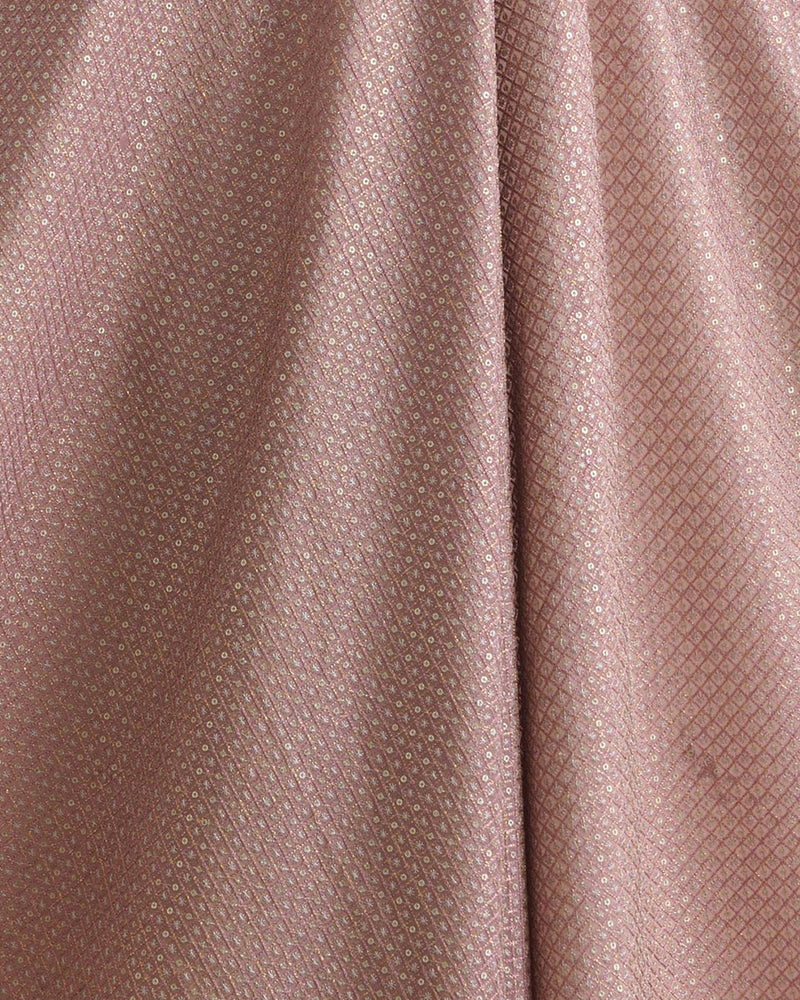 Onion Pink Art Organza Tissue Kasab Checks Fabric