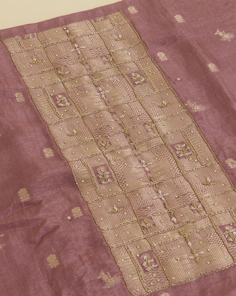 Onion Pink Art Dupion Lurex Kurta with Cut-Dana & Zardosi Embroidery