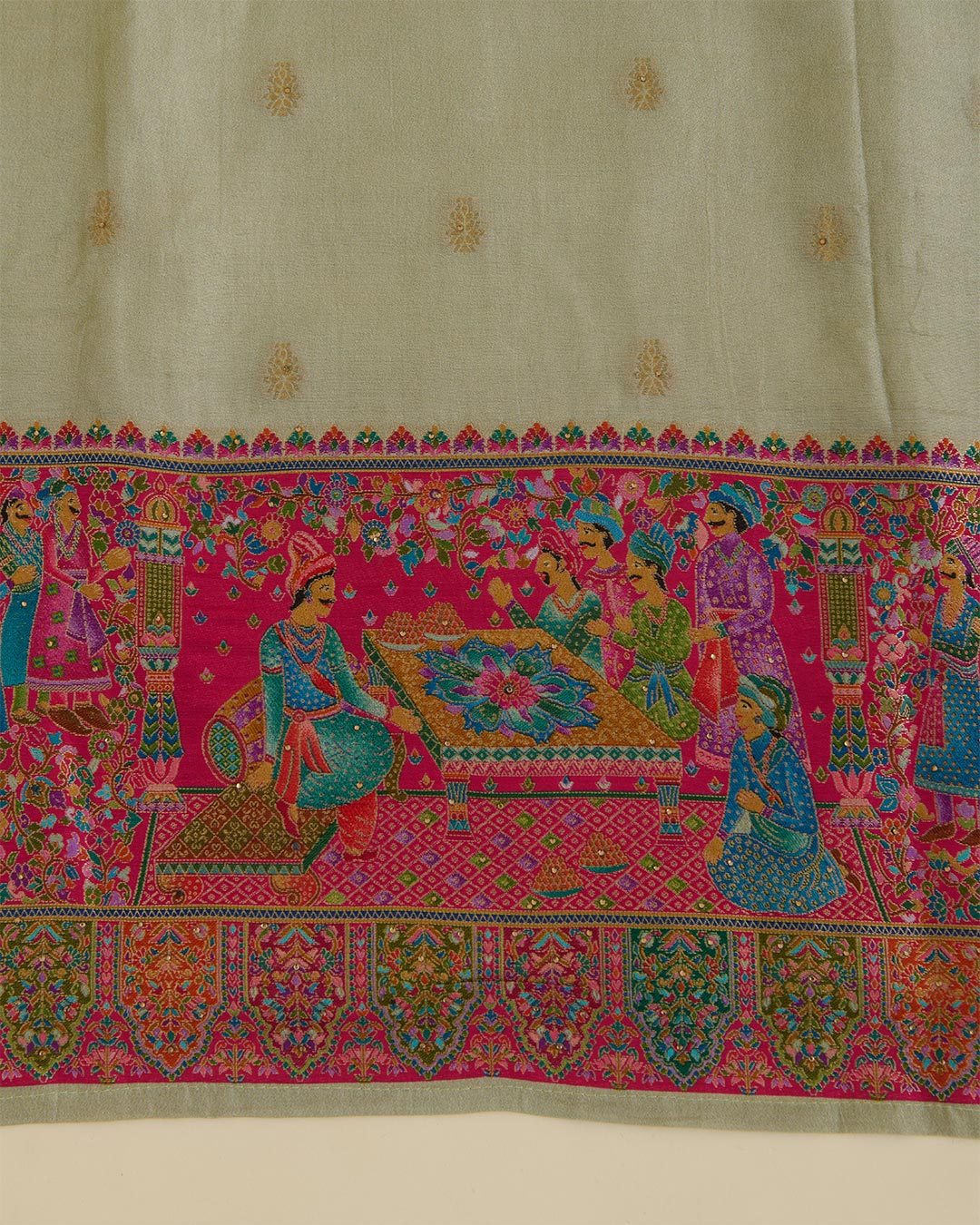 Upada Silk Kurta with Zardozi Embroidery and Matching Dupatta Pista Green