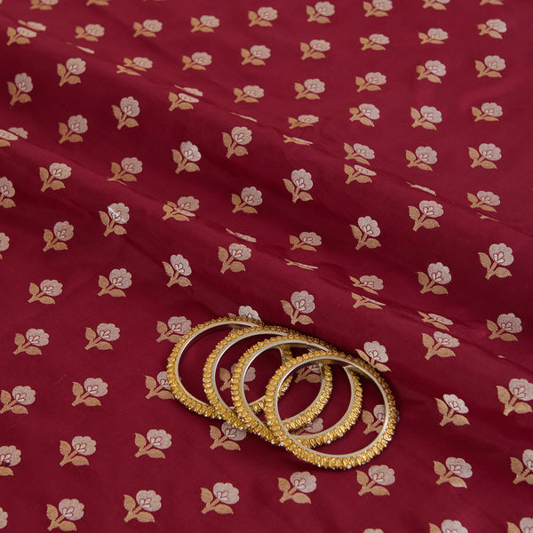 Maroon Brocade G/S Woven Butti Fabric