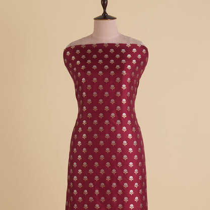 Maroon Brocade G/S Woven Butti Fabric