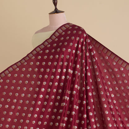Maroon Brocade G/S Woven Butti Fabric