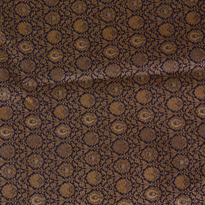 Blue Brocade Antique Zari Jaal Minakari Woven Fabric