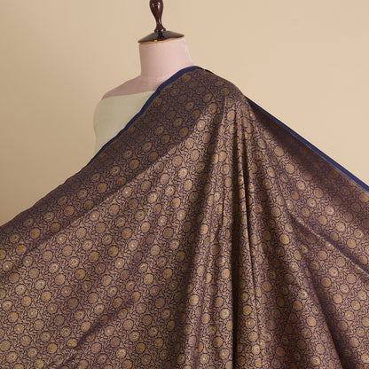 Blue Brocade Antique Zari Jaal Minakari Woven Fabric