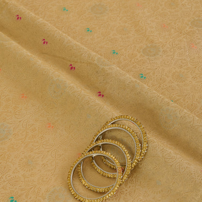 Beige Gold Brocade Jaal Mina Fabric