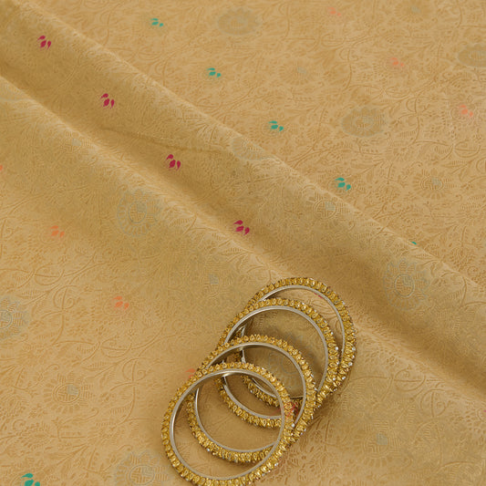 Beige Gold Brocade Jaal Mina Fabric