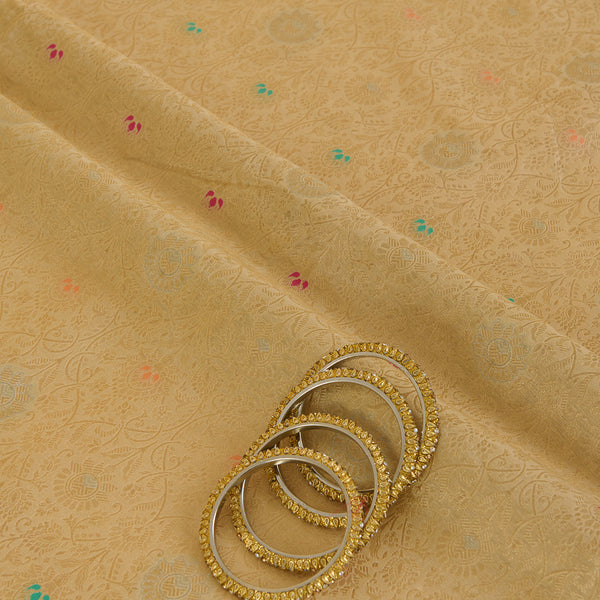 Beige Gold Brocade Jaal Mina Fabric