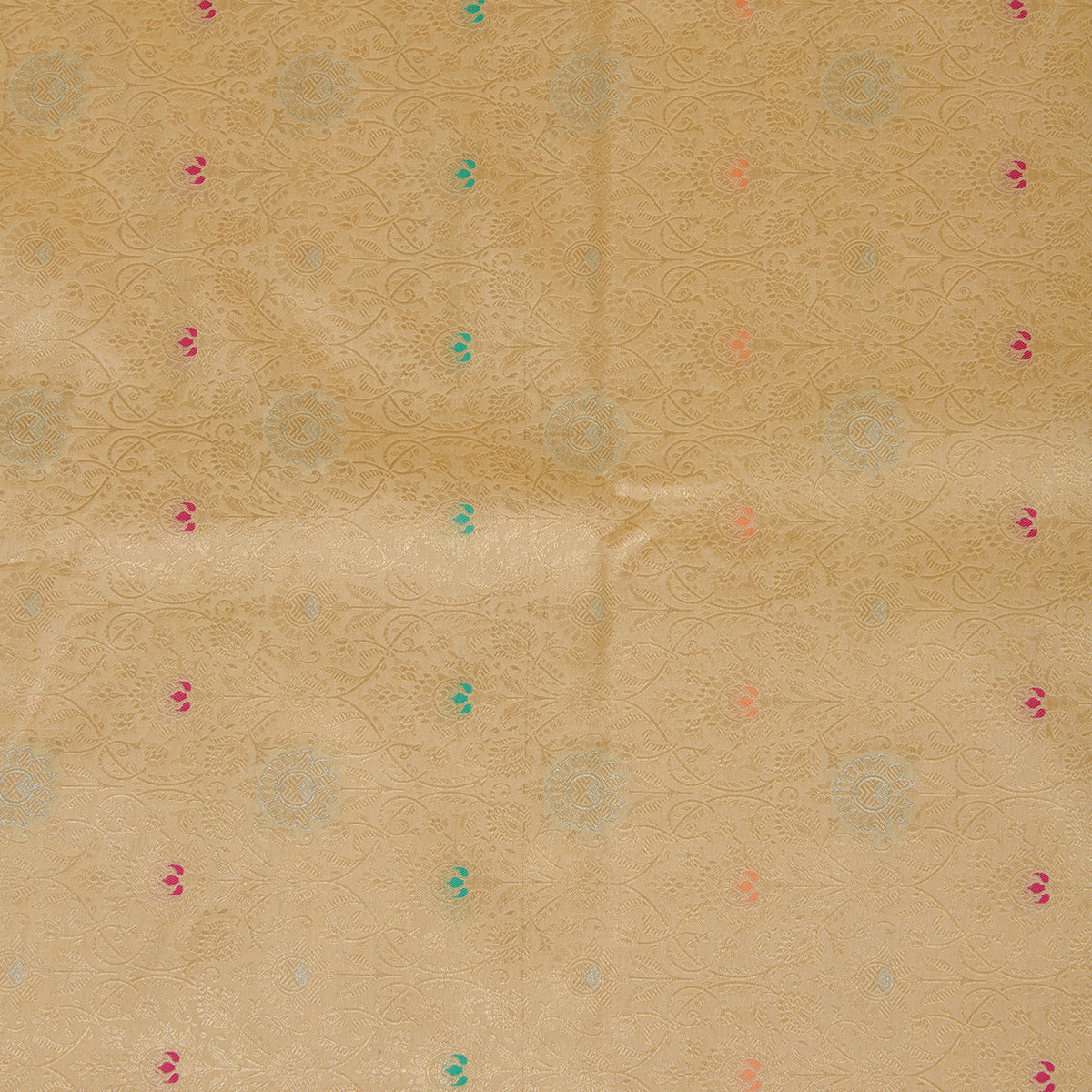 Beige Gold Brocade Jaal Mina Fabric