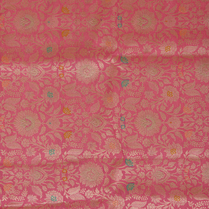 Coral Peach Brocade Jaal Mina Fabric