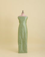 Green Brocade Gold Abstract Woven Fabric