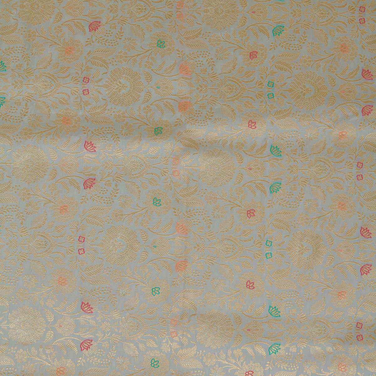 Light Grey Brocade Jaal Mina Fabric