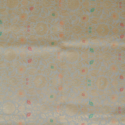 Light Grey Brocade Jaal Mina Fabric