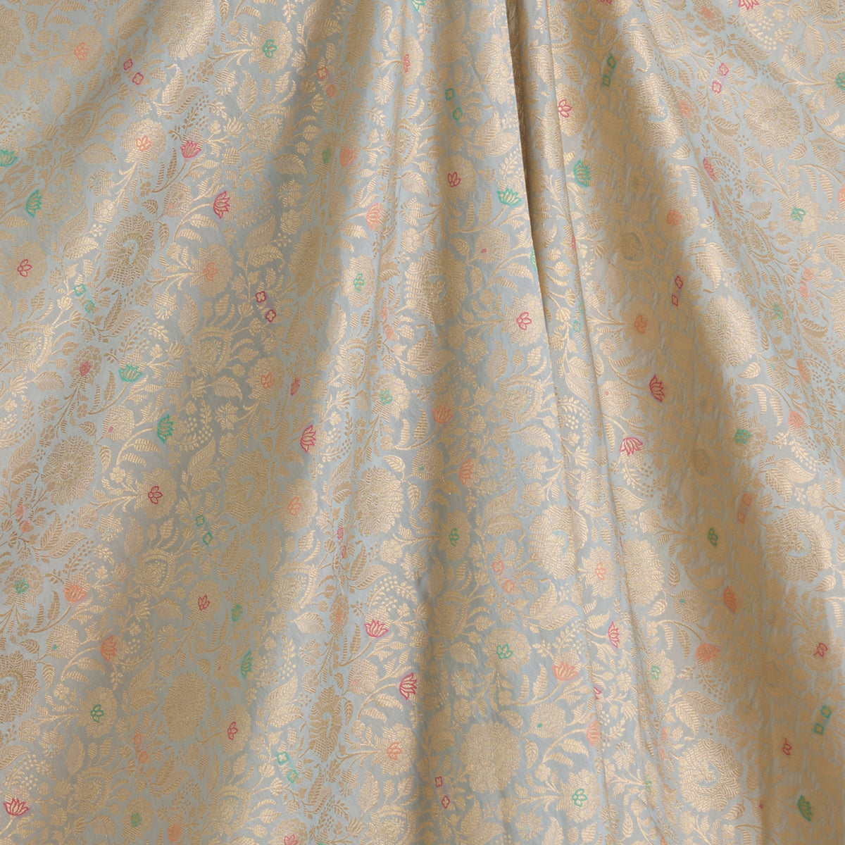 Light Grey Brocade Jaal Mina Fabric