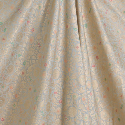Light Grey Brocade Jaal Mina Fabric