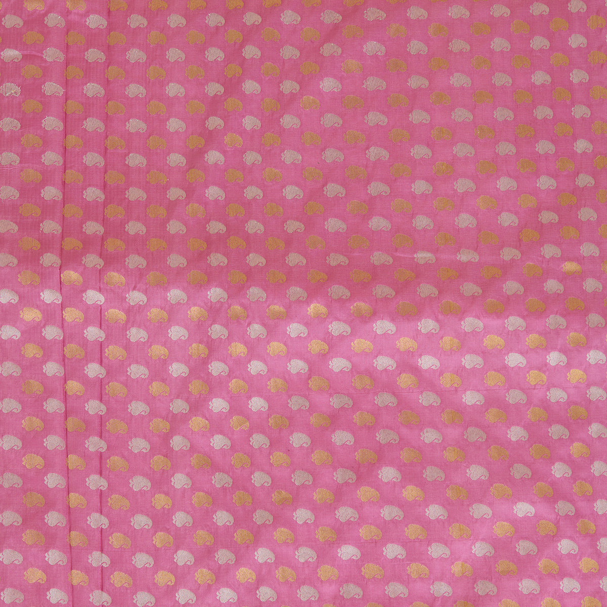 Onion Pink Brocade Gold & Silver Woven Butti Fabric