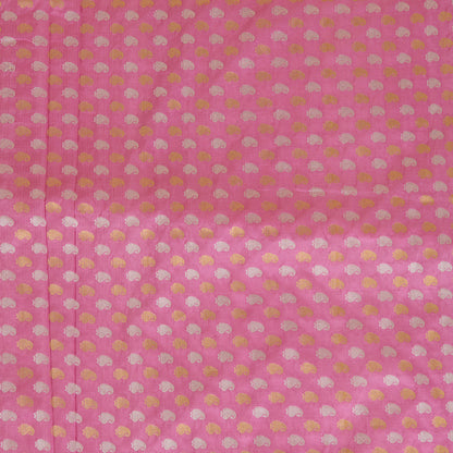 Onion Pink Brocade Gold & Silver Woven Butti Fabric