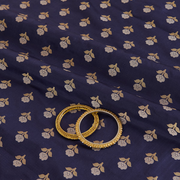 Navy Blue Brocade G/S Woven Butti Fabric