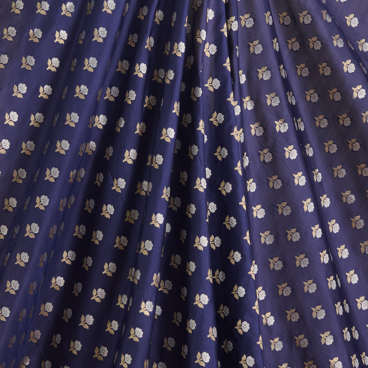 Navy Blue Brocade G/S Woven Butti Fabric