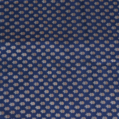 Navy Blue Brocade Gold & Silver Butti Fabric