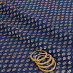 Navy Blue Brocade Gold & Silver Butti Fabric