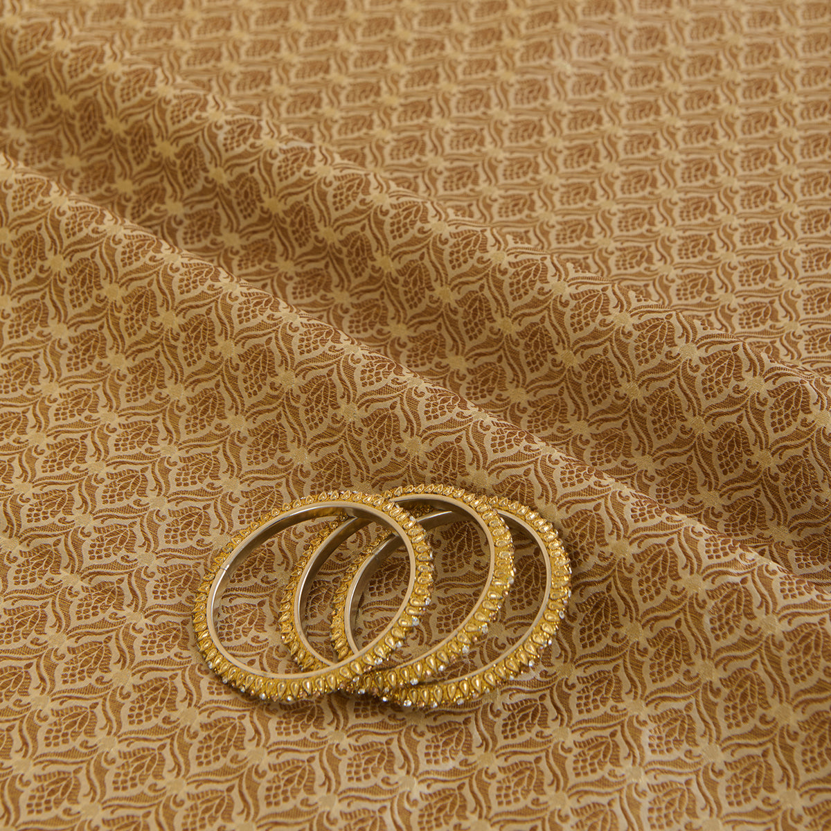 Off White Brocade Antique Zari Jaal Minakari Woven Fabric