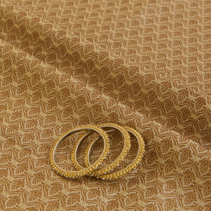 Off White Brocade Antique Zari Jaal Minakari Woven Fabric