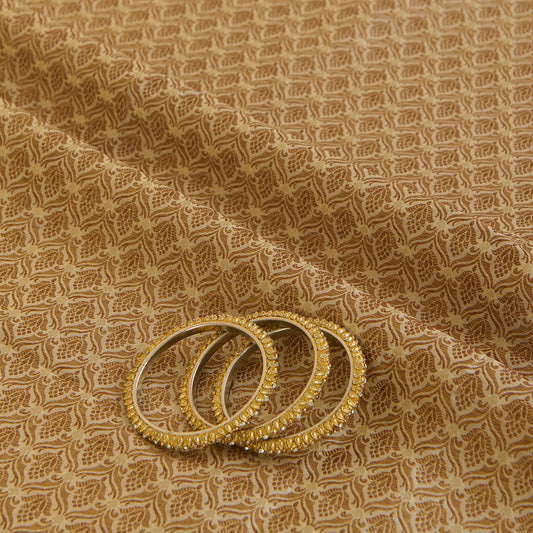 Off White Brocade Antique Zari Jaal Minakari Woven Fabric