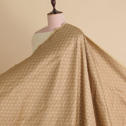 Off White Brocade Antique Zari Jaal Minakari Woven Fabric