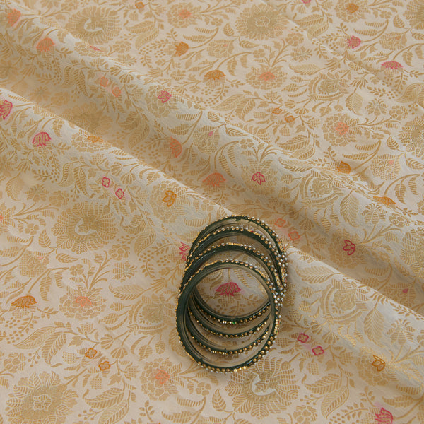 Offwhite Brocade Jaal Mina Fabric