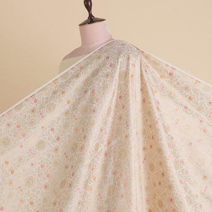 Offwhite Brocade Jaal Mina Fabric