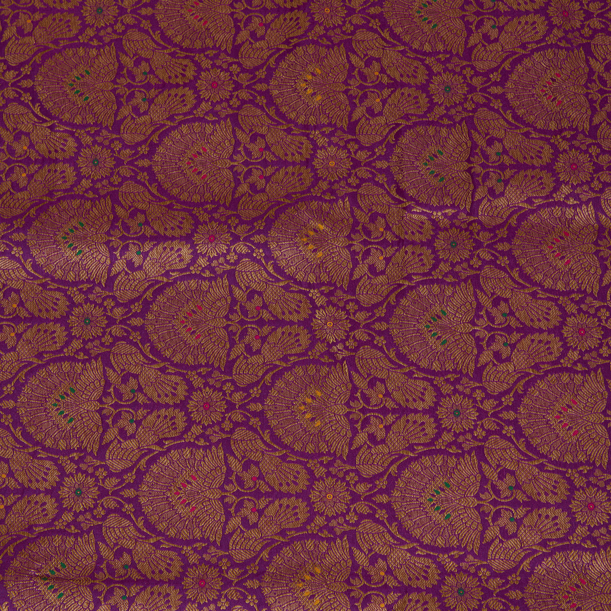 Purple Brocade Antique Zari Jaal Minakari Woven Fabric