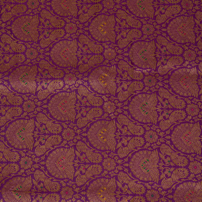 Purple Brocade Antique Zari Jaal Minakari Woven Fabric