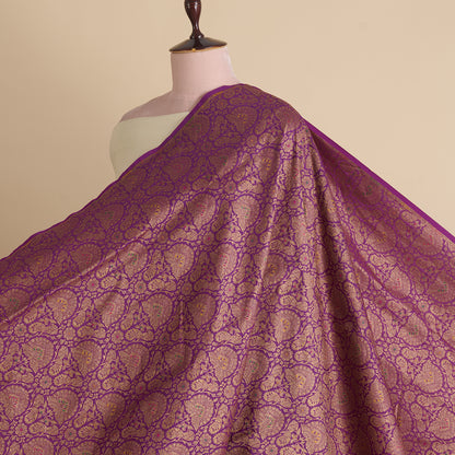 Purple Brocade Antique Zari Jaal Minakari Woven Fabric