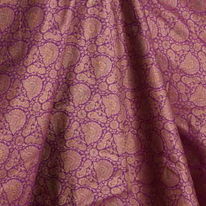 Purple Brocade Antique Zari Jaal Minakari Woven Fabric