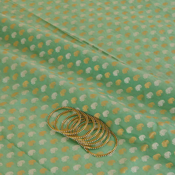 Pista Green Brocade G/S Woven Butti Fabric