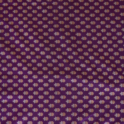 Purple Brocade Gold & Silver Butti Fabric