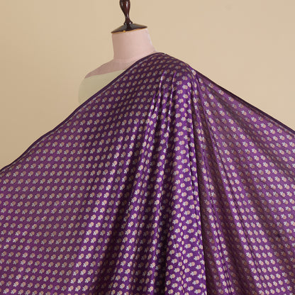 Purple Brocade Gold & Silver Butti Fabric