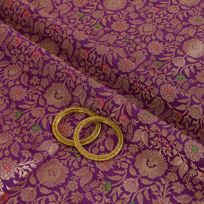 Purple Brocade Jaal Mina Fabric