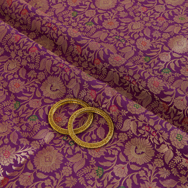 Purple Brocade Jaal Mina Fabric