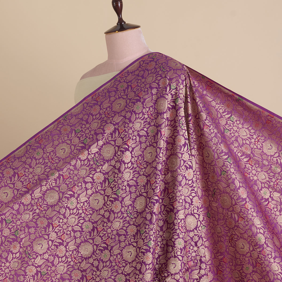 Purple Brocade Jaal Mina Fabric