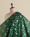 Bottle Green Brocade Gold Jaal Mina Fabric