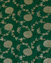 Bottle Green Brocade Gold Jaal Mina Fabric