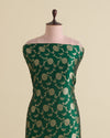 Bottle Green Brocade Gold Jaal Mina Fabric