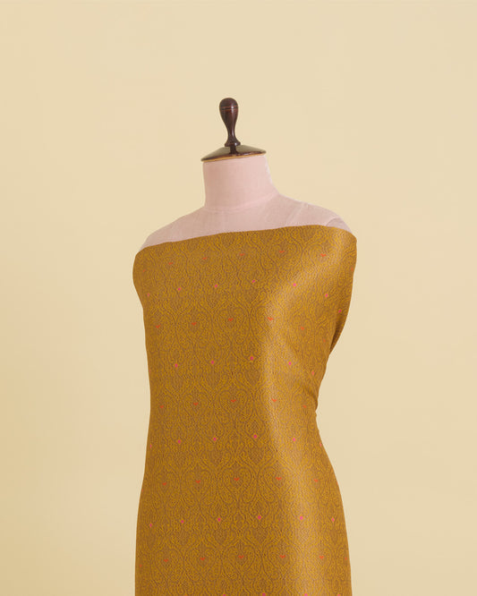 Mustard Brocade Antique Zari Jaal with Minakari