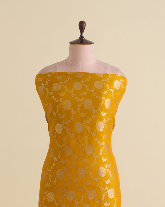 Mustard Brocade Gold Jaal Mina Fabric