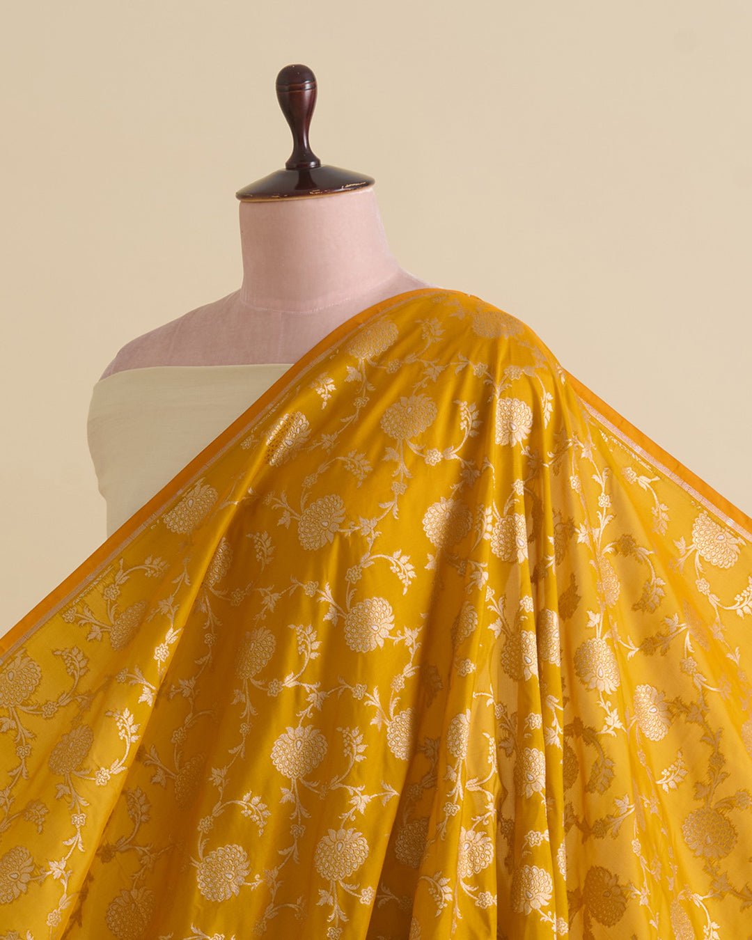 Mustard Brocade Gold Jaal Mina Fabric